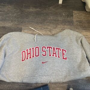 Nike Heather Gray Hoodie with Red Swoosh Tag